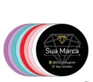Etiquetas adesivas redondas coloridas com logo